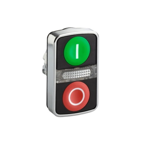 Picture of Surunupp. 2 funkts. ZB4, metall, ROHELINE/PUNANE ( I-0 ) + illum, IP66, ilma adapterita, Schneider 