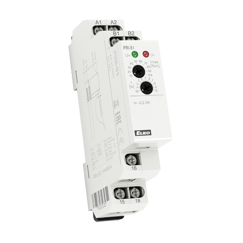 Picture of Voolukontrollirelee PRI-51, 1F, Max, 0.2 -2A AC, 1CO, viivis 0.5-10sek, 24-240VAC, 24VDC, Elko 