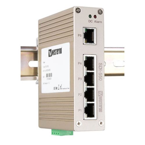 Picture of Unmanaged Ethernet switch, 5 Port 10/100BaseT(X) ports, -25 kuni 70C 18-32VDC/18-27VAC, alum, IP31 