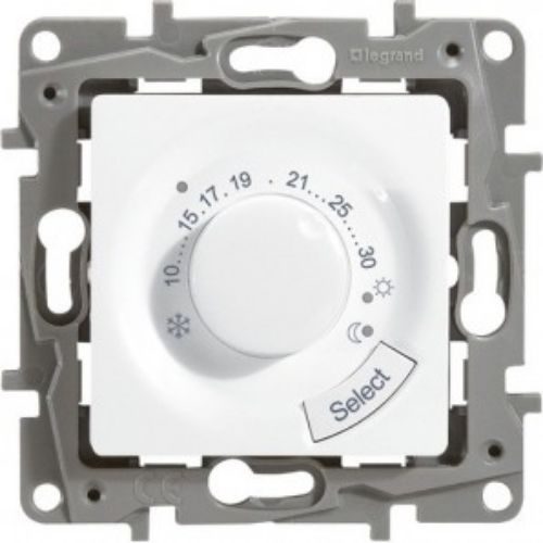 Picture of Termostaat 8A, 5…30C, süvis. õhuandur,  valge matt, kruvikl., süv. NILOE STEP, LEGRAND 