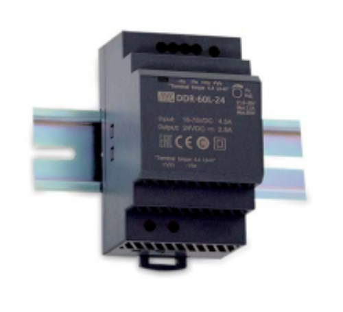 Picture of DC/DC konverter DDR, sis: 18-75VDC, välj: 24VDC 2,5A, Mean Well 