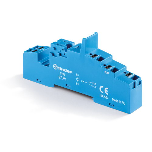 Picture of Releepesa 97.P1, 1CO, plast.fiksaator, DIN-latile, Push-in, Finder 