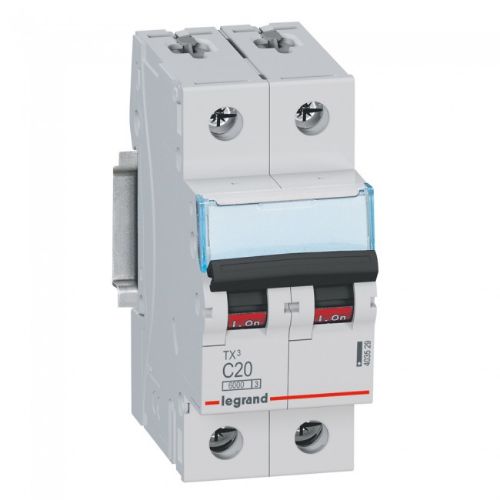 Picture of Moodulkaitselüliti TX3, 2P, 20A, C, 6kA, Legrand 