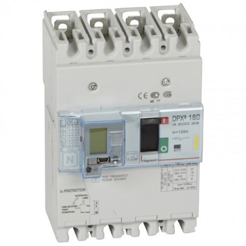 Picture of Kompaktkaitselüliti+RCD DPX3-160, 4P, 125A, TM vabasti 0.8-1In, Im=fix, 16kA, Legrand 