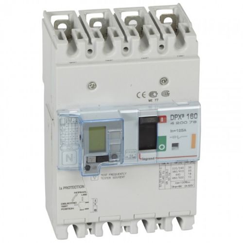 Picture of Kompaktkaitselüliti+RCD DPX3-160, 4P, 125A, TM vabasti 0.8-1In, Im=fix, 25kA, Legrand 