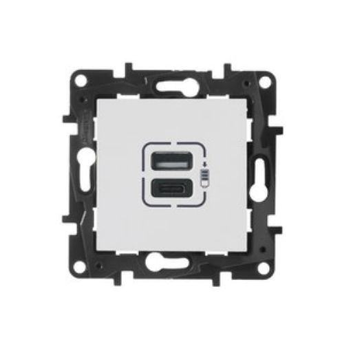 Picture of USB laadija 2-ne (Type A+C) 2,4A+3A, valge matt, kruvikl. süv. NILOE STEP, LEGRAND 