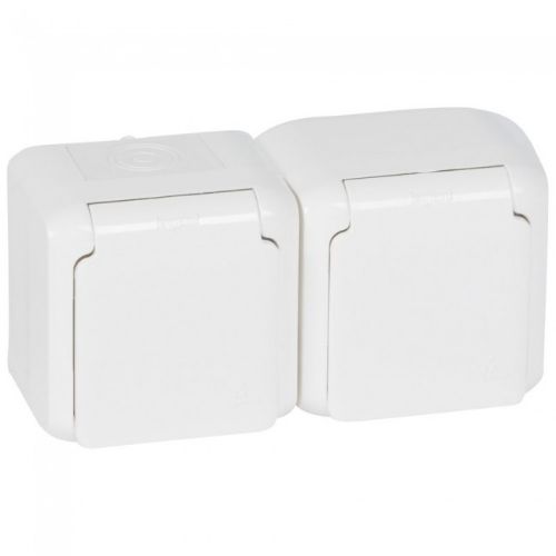 Picture of Pistikupesa 2-ne, 16A 230V, m-ga, pinnap., valge, IP44, FORIX, LEGRAND 