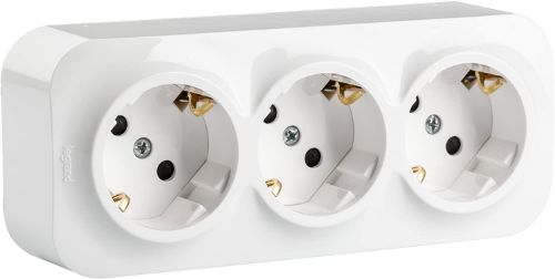 Picture of Pistikupesa 3-ne, 16A 230V, m-ga, pinnap., lapsek., valge, IP20, FORIX, LEGRAND 