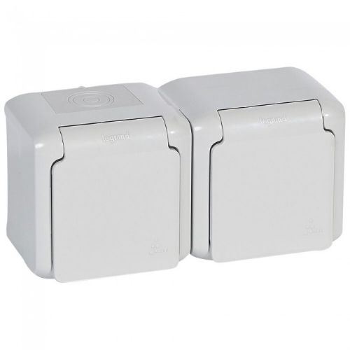 Picture of Pistikupesa 2-ne, 16A 230V, m-ga, pinnap., hall, IP44, FORIX, LEGRAND 