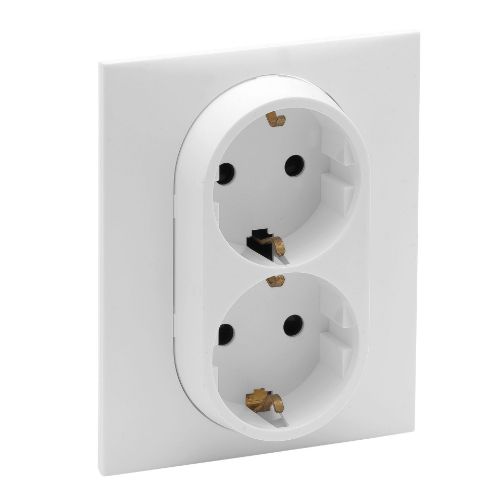 Picture of Pistikupesa 2-ne, m-ga, lapsek. valge matt, vedrukl. süv. IP20, NILOE STEP, LEGRAND 