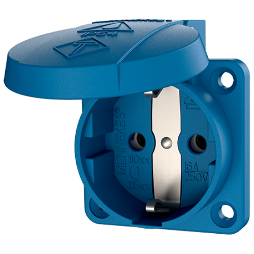 Picture of Kilbipesa 16A 2P+E 230VAC IP54 sinine, vedruklemm, (50x50), schuko, MENNEKES 