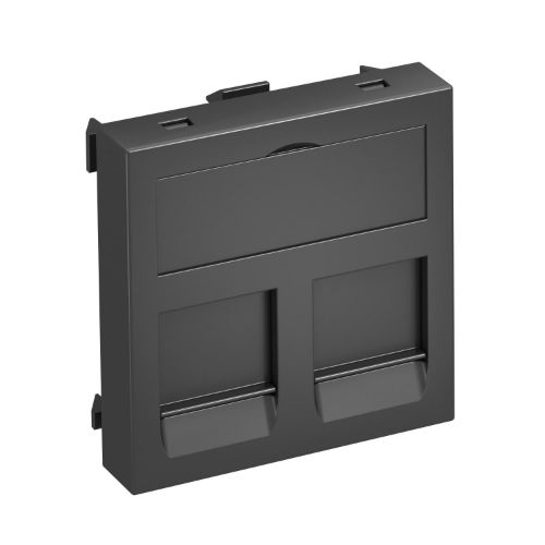 Picture of Keskplaat 2xRJ11/45 nõrkvoolupesadele PVC Rapid 45 karbikule, mustjashall, RAL7021, OBO 