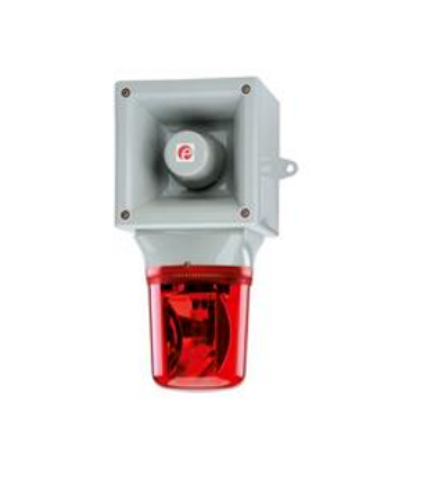 Picture of Sireen+indik pöörlev, halogeen, PUNANE, 230VAC, 112dB (1m ), 64 tooni, IP65, e2s 