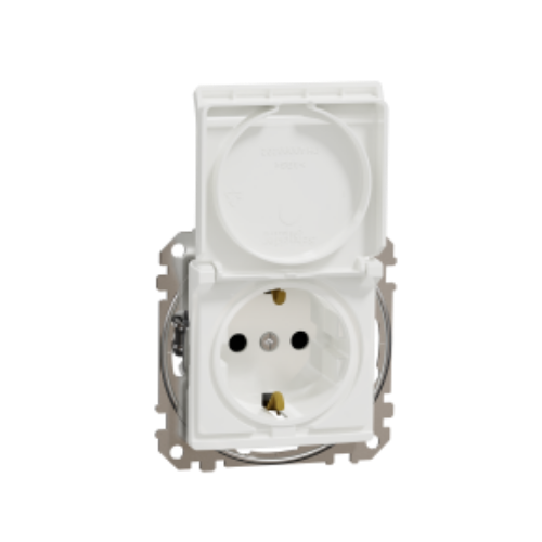 Picture of Pistikupesa 1-ne, m-ga, kaanega, lapsekaitsmega, vedruklemm, IP20, valge, SEDNA DESIGN  