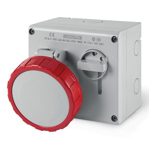 Picture of Seinapesa+lüliti 32A 5P 6H 400VAC IP67, CEE, interlock Omnia, SCAME 