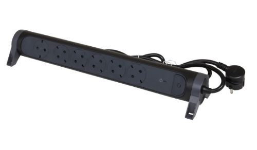 Picture of Pikendusjuhe 5xschuko, USB A+C, lüliti, liigpingekaitse, lauapealne, must/hall, 3G1.5 1.5m, Legrand 