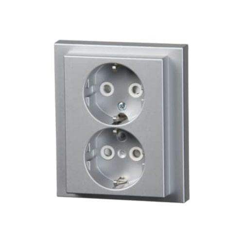 Picture of Pistikupesa 2-ne, maanduse ja raamiga, IP20, alumiinium, Impressivo 