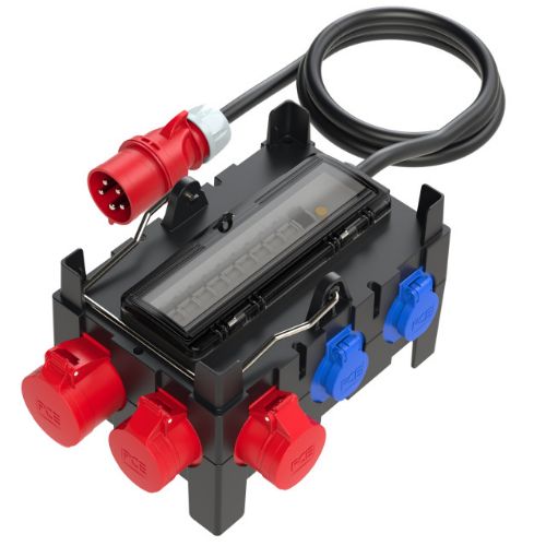 Picture of Vooluvõtukeskus, Sisse pistik 32A 5P 6H 400VAC, välja: 1x32A, 2x16A, 6xpesa Schuko, IP44, CEE, PCE 