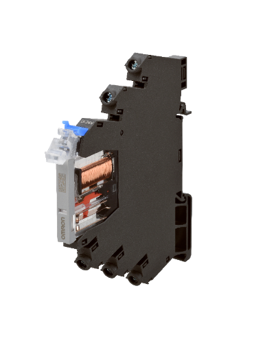 Picture of Minirelee + pesa 6.2mm G2RV, 1CO, 6A, 24VDC, LED, kruvikl., Omron 