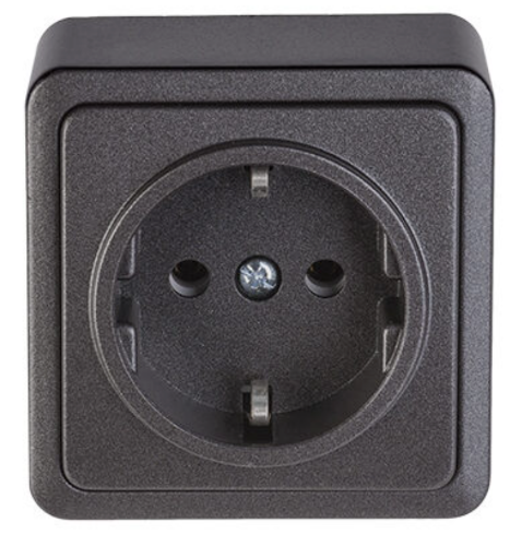 Picture of Pistikupesa 1-ne maandusega, pinnapealne, IP20, antratsiit, VILMA 