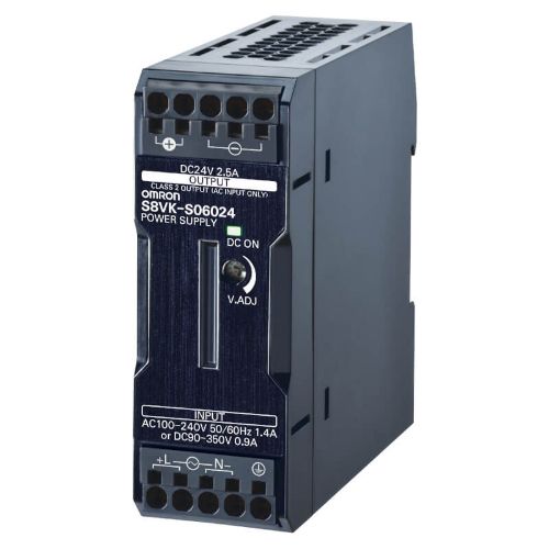 Picture of Toiteplokk S8VK-S, 24VDC 2.5A 60W, 100-240VAC/90-350VDC, vedruklemm, Omron 