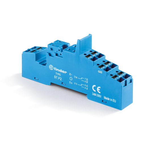 Picture of Releepesa 97.P2, 2CO, plast.fiksaator, DIN-latile, Push-in, Finder 