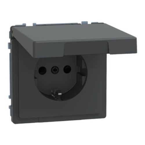 Picture of Pistikupesa 1-ne, maand.-ga, kaanega, antratsiit, vedrukl. süv. IP44, System D-Life, MERTEN 