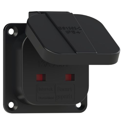 Picture of Kilbipesa 13A 2P+E 230VAC IP54 must, kruviklemm, (64x64) UK standard, PCE 