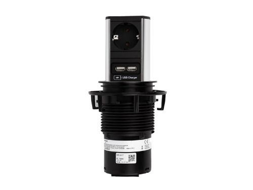 Picture of ELEVATOR 1xSchuko pesa + 2xUSB;  2m voolujuhe, roostevaba, BACHMANN 