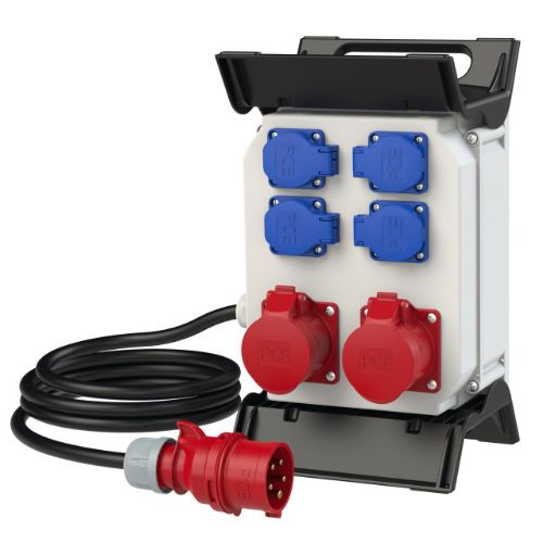 Picture of Vooluvõtukeskus 2x5P16A, 4xSchuko toide kaabliga 5g2.5 2m pistik 16A5p, PCE 