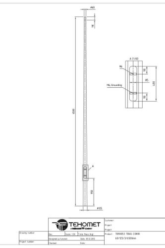 Picture of Koonusmast NCM 6m töötlemata 60/128/3/6500 (ilma luugita ja tsinkimata)  