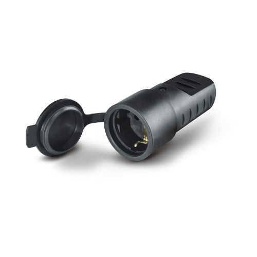 Picture of Jätkupesa 16A 2P+E 230VAC IP44, kummist, klapiga, Schuko, SCAME 