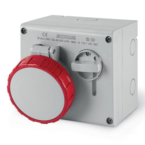 Picture of Seinapesa+lüliti 16A 5P 6H 400VAC IP67, CEE, interlock Omnia, SCAME 