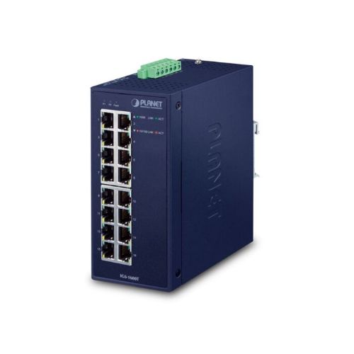 Picture of Ethernet switch, 16xRJ45 10/100/1000 Mbps, -40...80C, mittemanageeritav, 12-48VDC, IP30, Planet