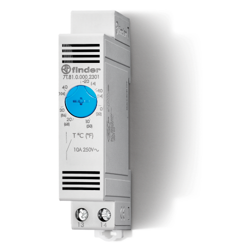 Picture of Kilbi termostaat (vent), 0..+60°C, 1NO, 10A, IP20, 1 moodul, Finder 