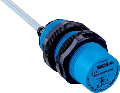 Picture of Mahtuvusandur CM, M30, Sn=25mm, Unshielded, NO/NC, kere 75,6mm, 20-250VAC, 2m kaabel 2-juhet, SICK 