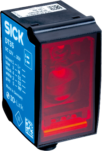 Picture of Laser-kaugusandur DT35, Sn=50-12000mm, välj: 2xPNP/NPN, 4...20mA/0...10V, IO-Link, M12 5-pin, SICK 