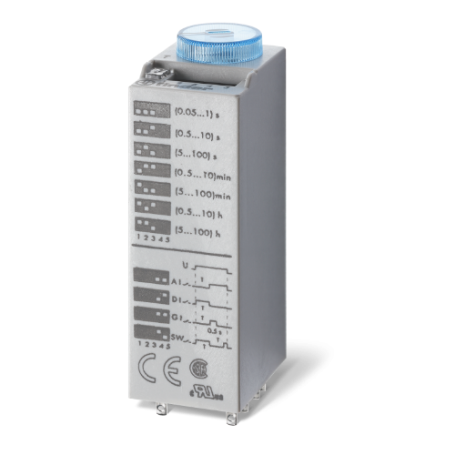 Picture of Aegrelee 85.02, 2CO, 10A, 4 funktsiooni, 0.05s - 100h, 24VDC, 8-pin, Pesa 94 seeria, Finder 