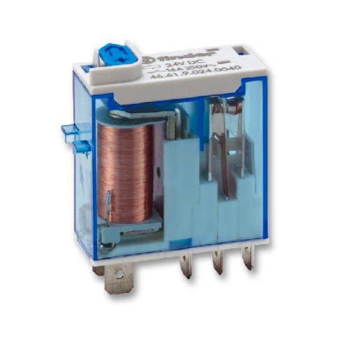 Picture of Minirelee 46.61, 1CO, 16A, 12VDC (40mA), LED+TEST+ meh.ind.,+diood, pesa 97 seeria, Finder 