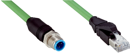 Picture of Võrgukaabel PUR M12 4-pin pistik otse D-coded, RJ45 4-pin otse, 10m, SICK 