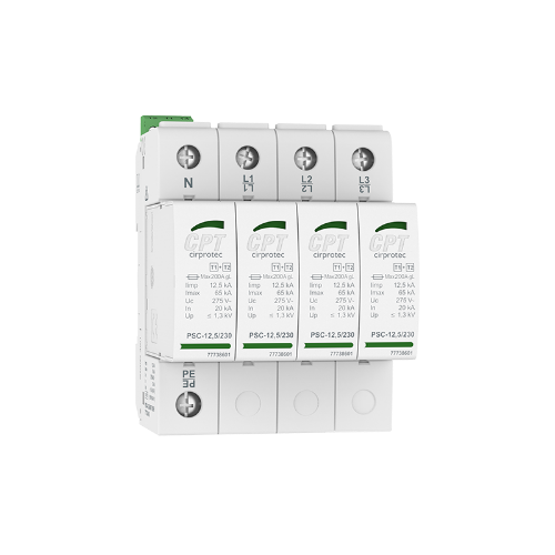 Picture of Liigpingepiirik PSC4-7.5/400 TNS tüüp 1+2 (B+C) 4P Iimp 7.5kA Imax 50kA Up1.3kV PLUG, Cirprotec  