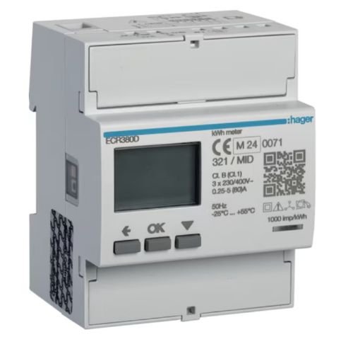 Picture of Energia arvesti 3P, 80A, MODBUS MID, 4.mod, HAGER 