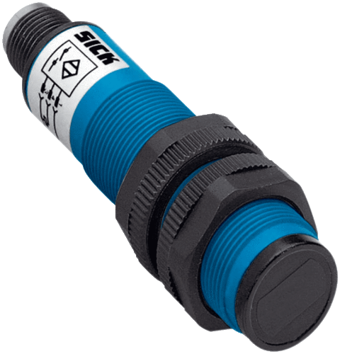 Picture of Fotoandur Objektilt (BGS) VTF18, M18, Sn=3..90mm, PNP, Light switch, IP67, pistik M12 4-pin, SICK 