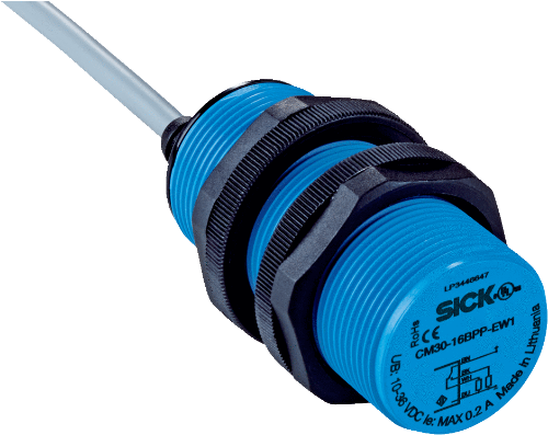 Picture of Mahtuvusandur CM, M30, Sn=16mm, Shielded, PNP, NO+NC, kere 81mm, 2m kaabel 4-juhet, SICK 