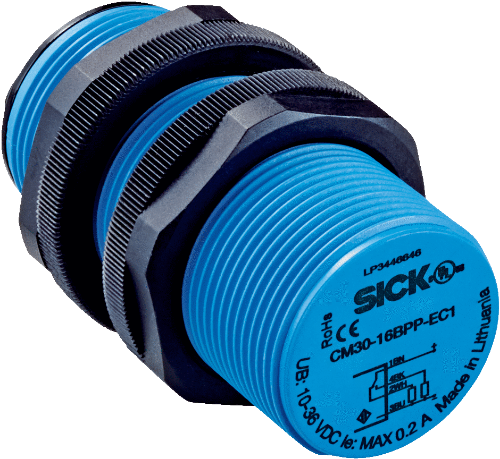 Picture of Mahtuvusandur CM, M30, Sn=16mm, Shielded, PNP, NO+NC, kere 74mm, pistik M12 4-pin, SICK 