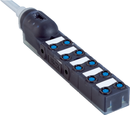 Picture of Passiivne jaotuskarp, 10x M8 3-pin A-coded pesa, PNP, 5m kaabel, 12-juhe, PUR, SICK 