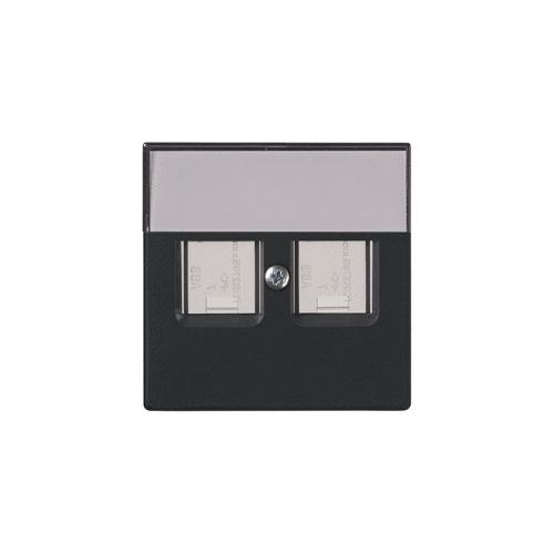 Picture of Keskplaat 2xRJ45 sobib 1819.02, 1819.01 kinnitusele, klapidega, matt must, Impressivo 