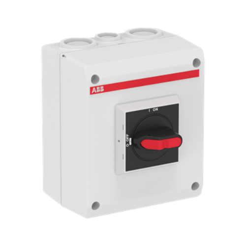 Picture of Turvalüliti 3P, 16A AC-23A 400V, 7,5kW IP65, 2xM25+M16 läbiviikudeta, abikontaktiga, ABB 