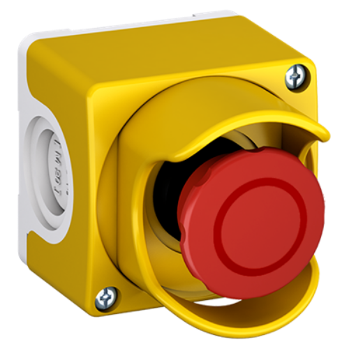 Picture of Seen karbis (KOLLANE) , AVARII-STOP PUNANE, fikseeruv, keeratav, ø40mm, 2NC, IP65, ABB 