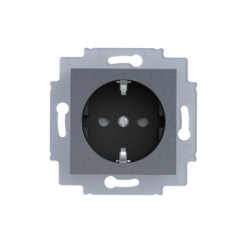 Picture of Pistikupesa 1-ne, maand.-ga, lastek. teras/must, vedrukl. süv. IP40, LEVIT 